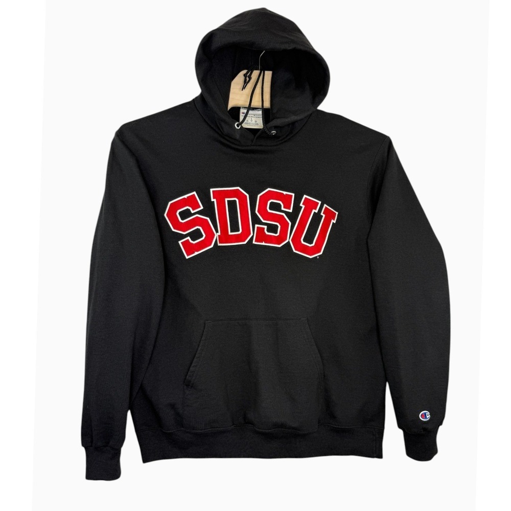 Champion SDSU San Diego State Men's L Black Red Collegiate Pullover Hoodie